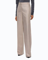 Pantalon palazzo en laine métallisée - Beige | Pinko