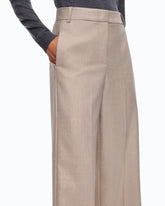 Pantalon palazzo en laine métallisée - Beige | Pinko
