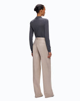 Pantalon palazzo en laine métallisée - Beige | Pinko