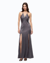 Abito slipdress lungo con nodo frontale - | Pinko