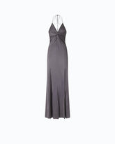 Abito slipdress lungo con nodo frontale - | Pinko