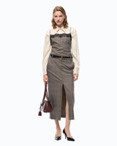 Gonna longuette in lana check - | Pinko
