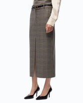 Gonna longuette in lana check - | Pinko