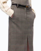 Gonna longuette in lana check - | Pinko