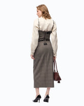 Gonna longuette in lana check - | Pinko
