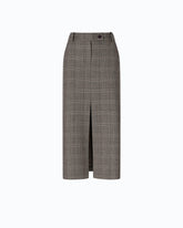 Gonna longuette in lana check - | Pinko