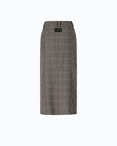 Gonna longuette in lana check - | Pinko