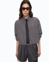 Chemise cropped à carreaux avec cravate - | Pinko