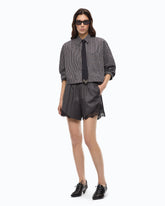 Chemise cropped à carreaux avec cravate - | Pinko