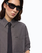 Chemise cropped à carreaux avec cravate - | Pinko