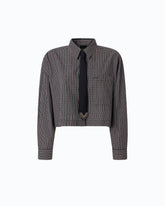 Chemise cropped à carreaux avec cravate - | Pinko
