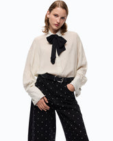 Camicia in popeline con cravatta rimovibile e pois - | Pinko