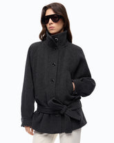 Caban in misto lana con collo alto e cintura - | Pinko