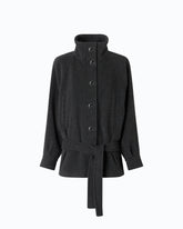 Caban in misto lana con collo alto e cintura - | Pinko