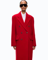 Cappotto lungo doppiopetto in misto lana - | Pinko