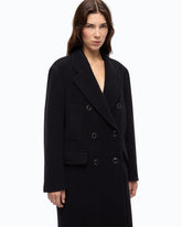 Long double-breasted coat in wool-blend fabric - | Pinko