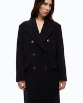 Long double-breasted coat in wool-blend fabric - | Pinko