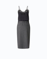 Vestito longuette con gonna gessata - | Pinko