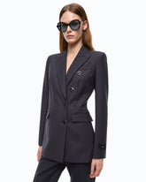 Double-breasted slim-fit wool-blend jacket - | Pinko