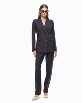 Double-breasted slim-fit wool-blend jacket - | Pinko