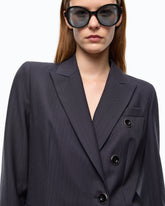 Double-breasted slim-fit wool-blend jacket - | Pinko