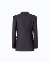 Double-breasted slim-fit wool-blend jacket - | Pinko