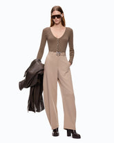 Maglia serafino in misto lana a righe - | Pinko