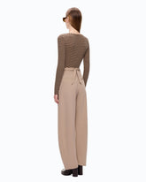 Maglia serafino in misto lana a righe - | Pinko