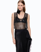 Canotta effetto rete con strass - | Pinko