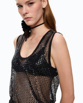 Canotta effetto rete con strass - | Pinko
