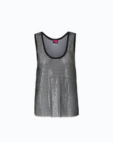 Canotta effetto rete con strass - | Pinko