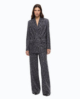 Double-breasted jacket with rhinestones and jaguar motif - | Pinko