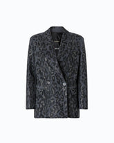 Giacca doppiopetto con strass e motivo jaguar - | Pinko