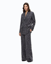 Pantalon wide leg à imprimé léopard et micro-strass - | Pinko