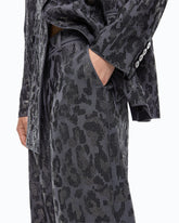 Pantalon wide leg à imprimé léopard et micro-strass - | Pinko