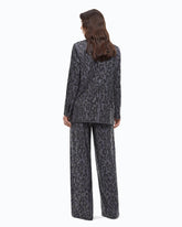 Pantalone wide leg con fantasia maculata e microstrass - | Pinko