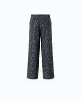 Pantalone wide leg con fantasia maculata e microstrass - | Pinko