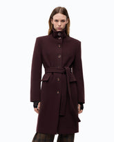 Cappotto in misto lana con collo alto e cintura - | Pinko