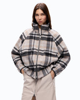 Caban con zip e fantasia check - | Pinko