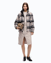 Caban con zip e fantasia check - | Pinko