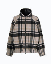 Caban con zip e fantasia check - | Pinko