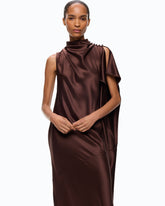 Abito lungo monospalla in satin - | Pinko