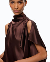 Abito lungo monospalla in satin - | Pinko