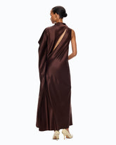 Abito lungo monospalla in satin - | Pinko