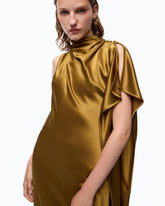 Abito lungo monospalla in satin - | Pinko