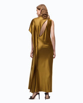 Long, one-shoulder satin dress - | Pinko