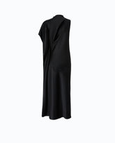 Long, one-shoulder satin dress - Black | Pinko