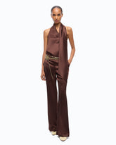 Tuta lunga in satin con fusciacca - | Pinko