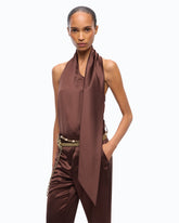 Tuta lunga in satin con fusciacca - | Pinko