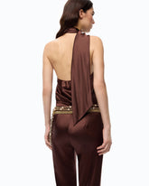 Long satin jumpsuit with sash - | Pinko